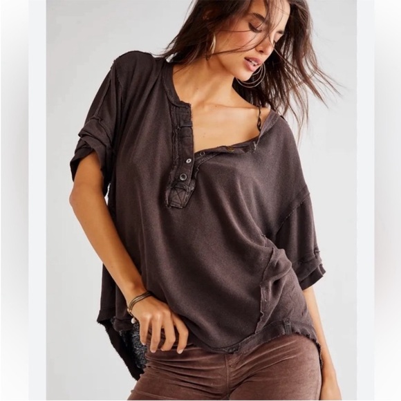 We The Free Heritage Henley Oversized Distressed Boho Size XS - Picture 9 of 9